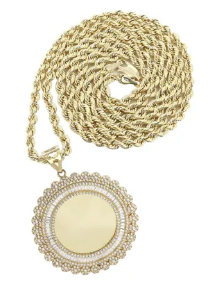 10K Yellow Gold Round Picture Necklace | Appx. 23.5 Grams