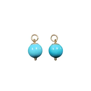 14k Gold Arizona Turquoise Ball Pendants Drilled Sold as pair (2 pcs)