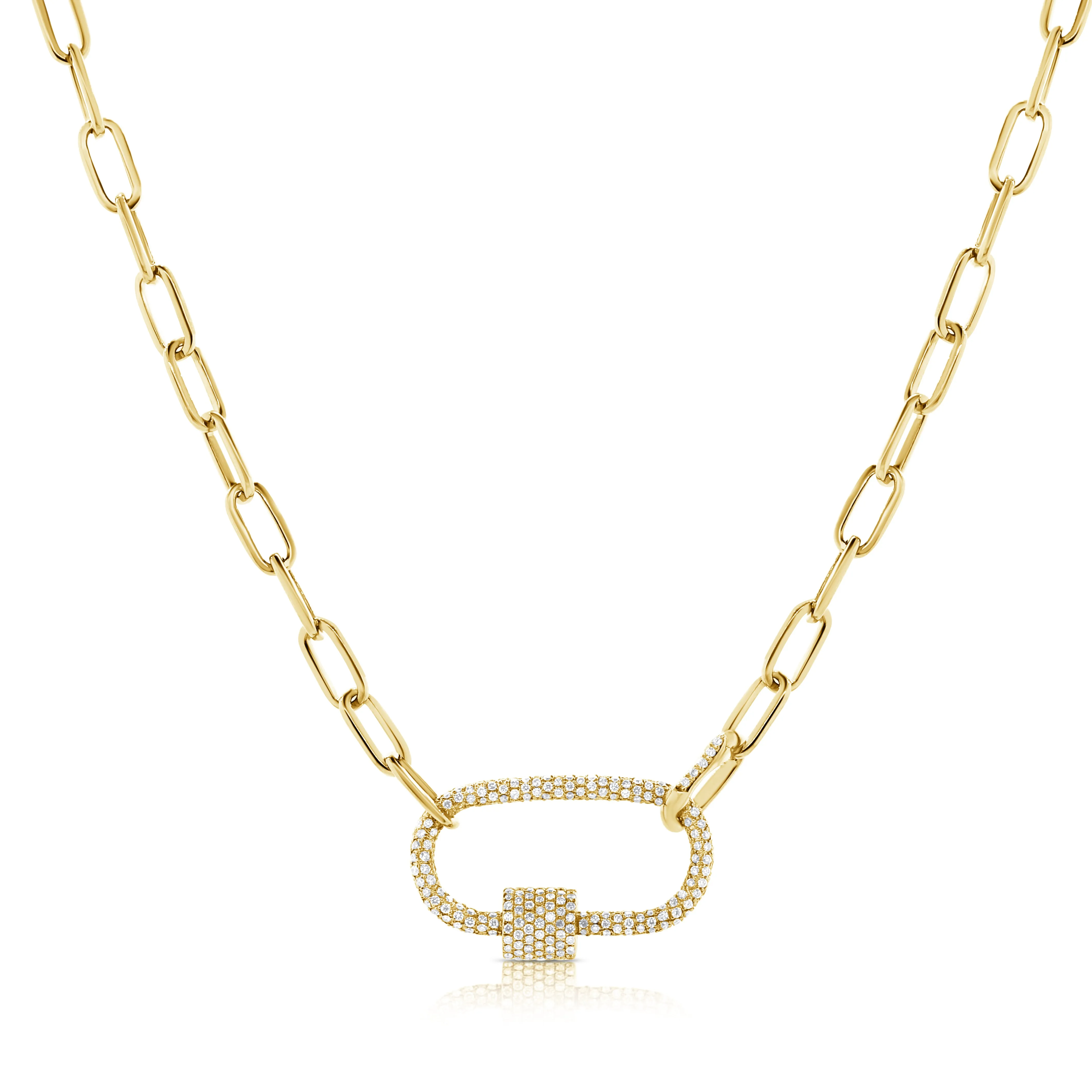 14K Rose Gold Full Diamond Pave link Necklace