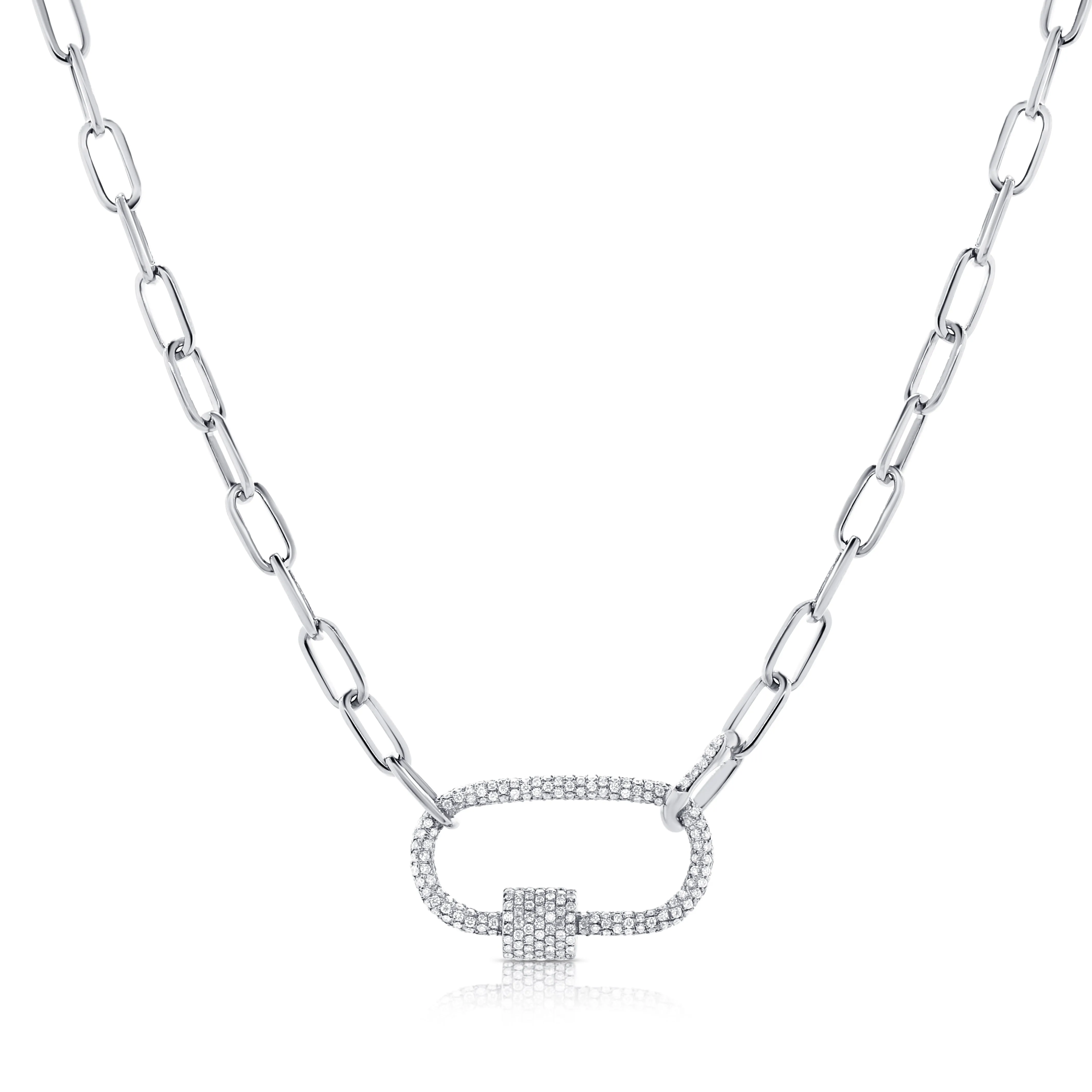 14K Rose Gold Full Diamond Pave link Necklace