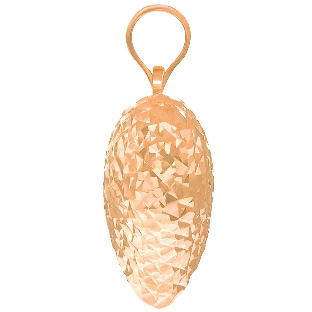 14k Rose Gold Sparkle Cut Puffed Heart Charm Pendant