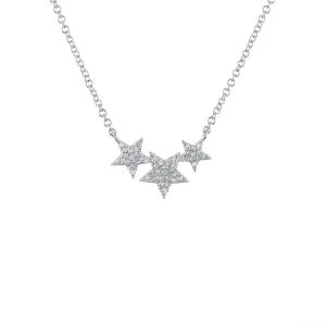 14KT GOLD DIAMOND THREE STAR NECKLACE