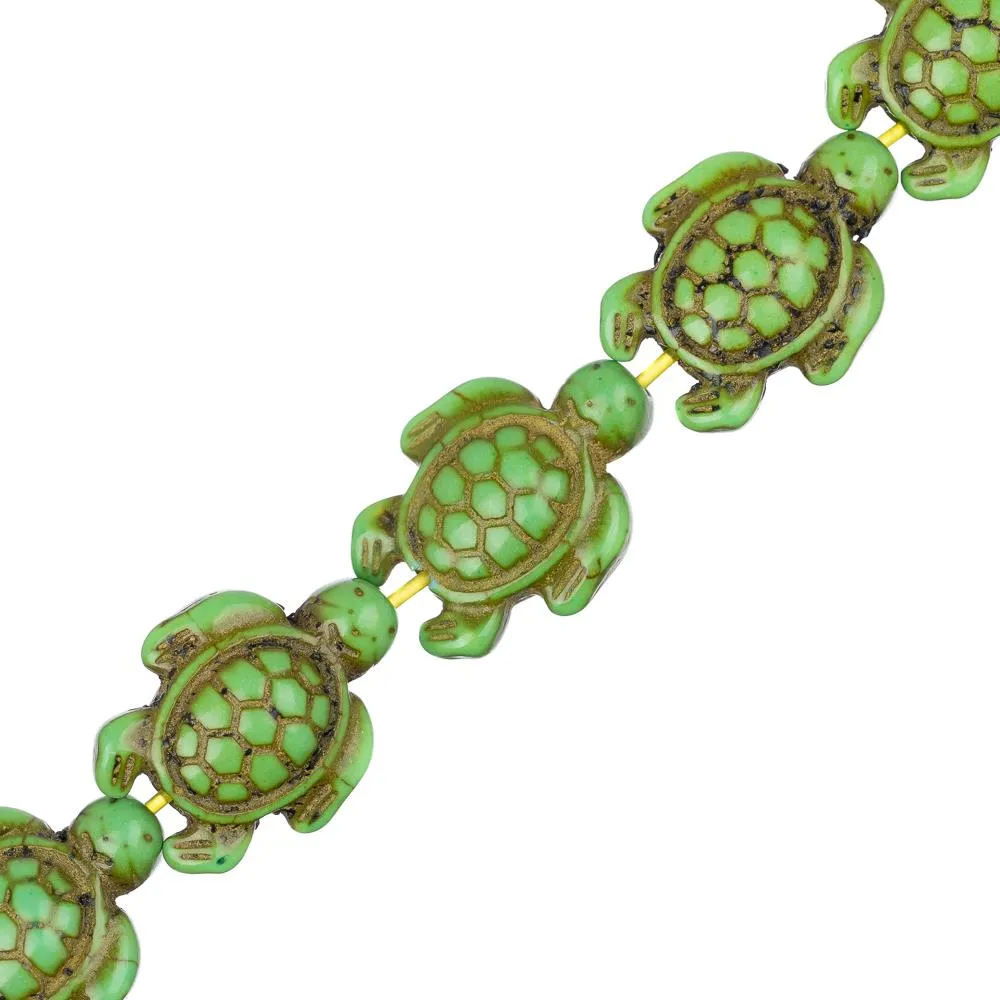 14x18mm Turquoise Green Turtle (Synthetic/Dyed) Beads 23/Strand