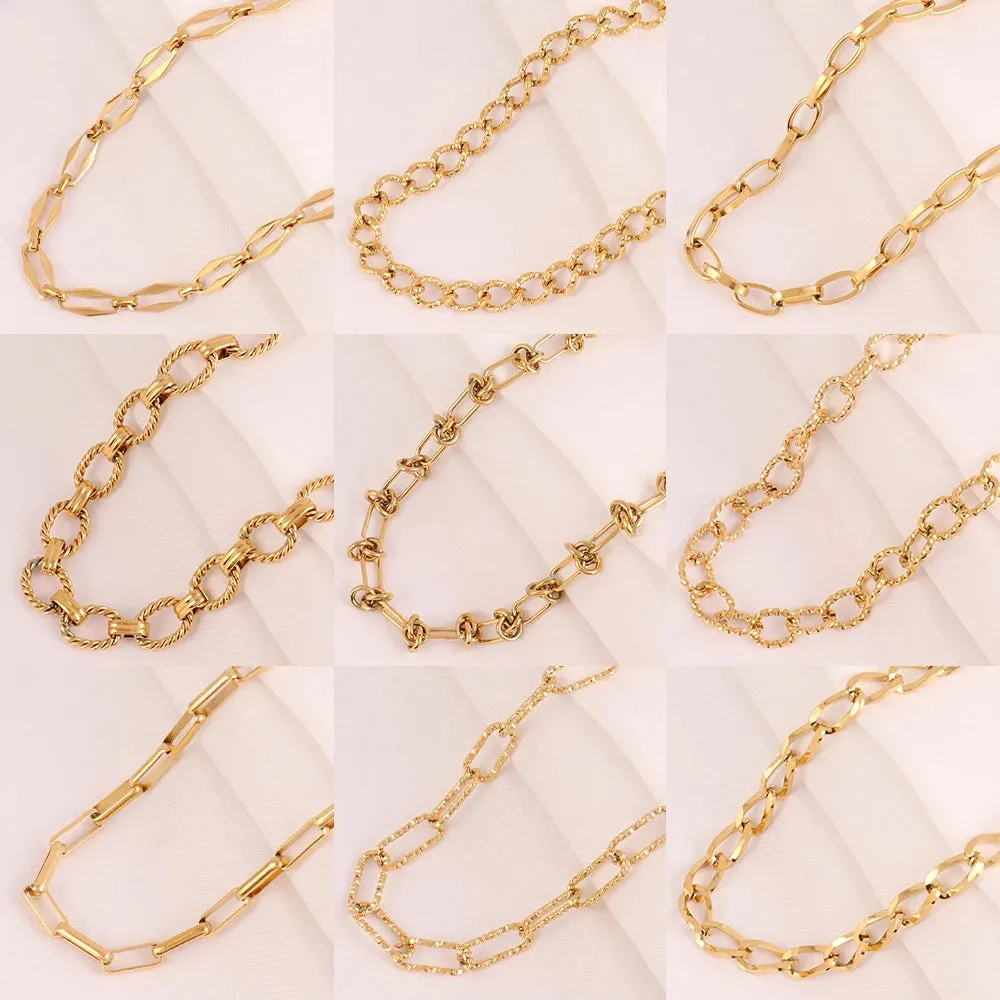 316L Stainless Steel Gold Color Thick Chain Choker Necklace