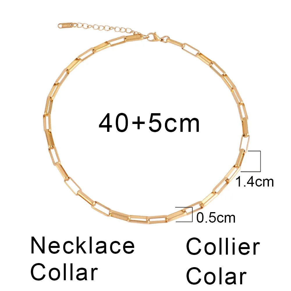 316L Stainless Steel Gold Color Thick Chain Choker Necklace