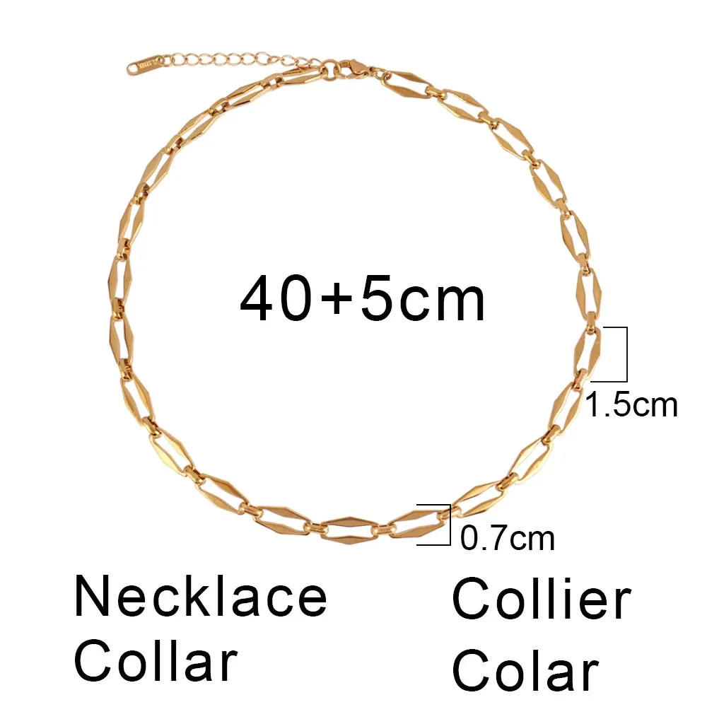 316L Stainless Steel Gold Color Thick Chain Choker Necklace