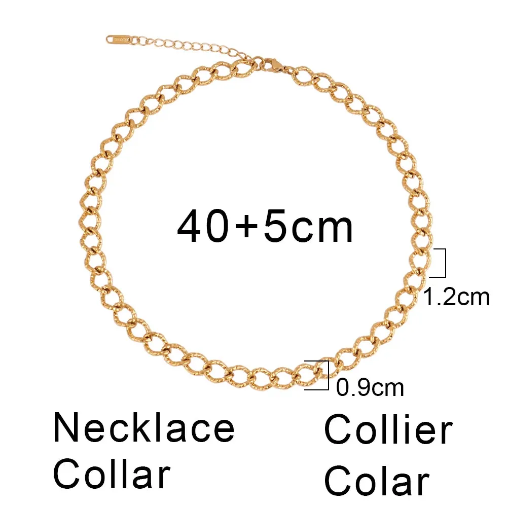 316L Stainless Steel Gold Color Thick Chain Choker Necklace