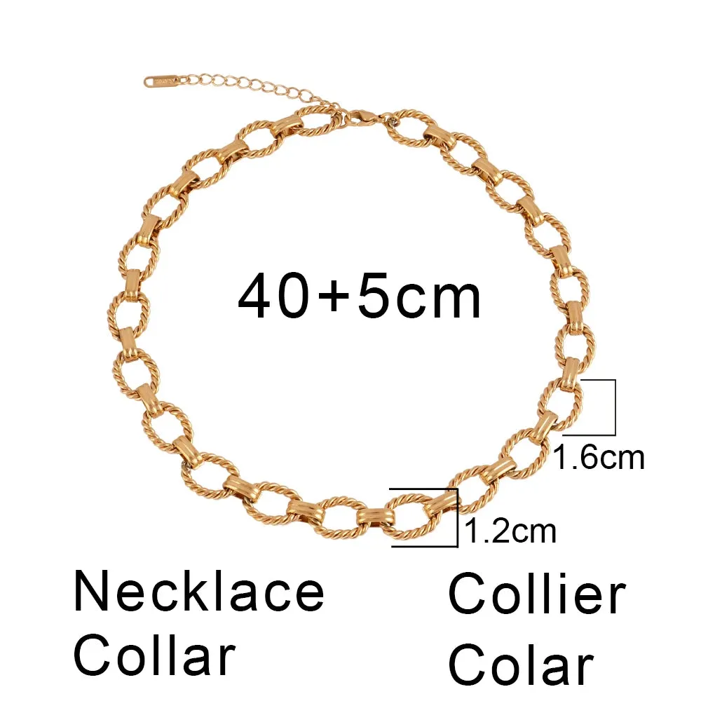 316L Stainless Steel Gold Color Thick Chain Choker Necklace