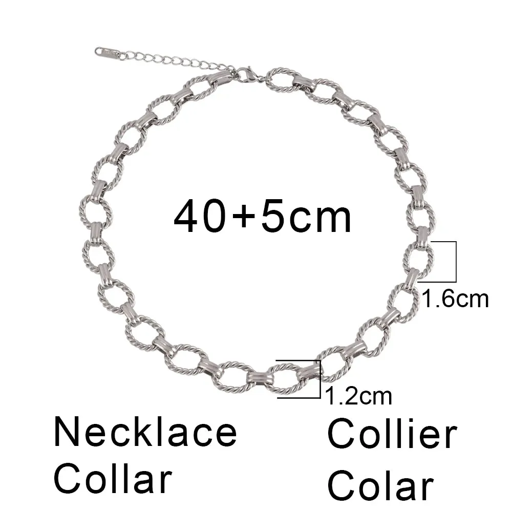 316L Stainless Steel Gold Color Thick Chain Choker Necklace