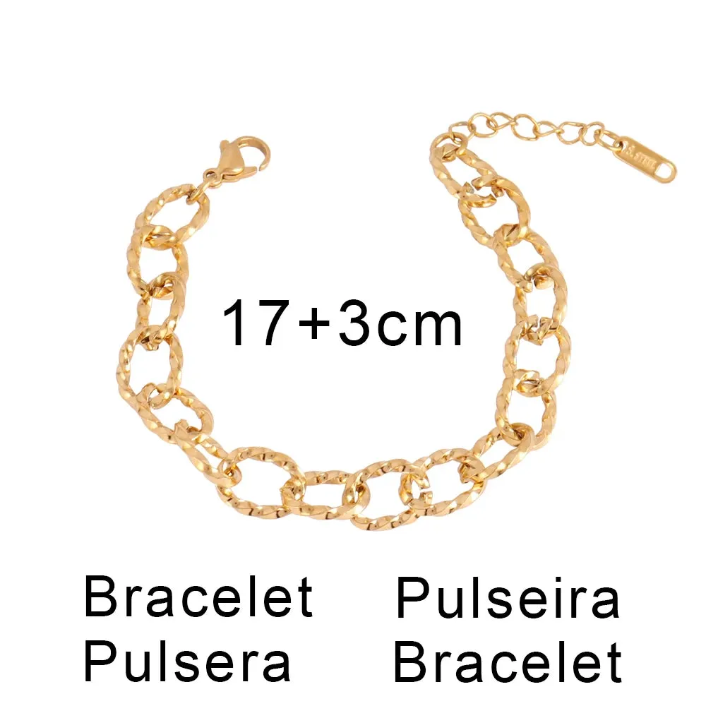316L Stainless Steel Gold Color Thick Chain Choker Necklace