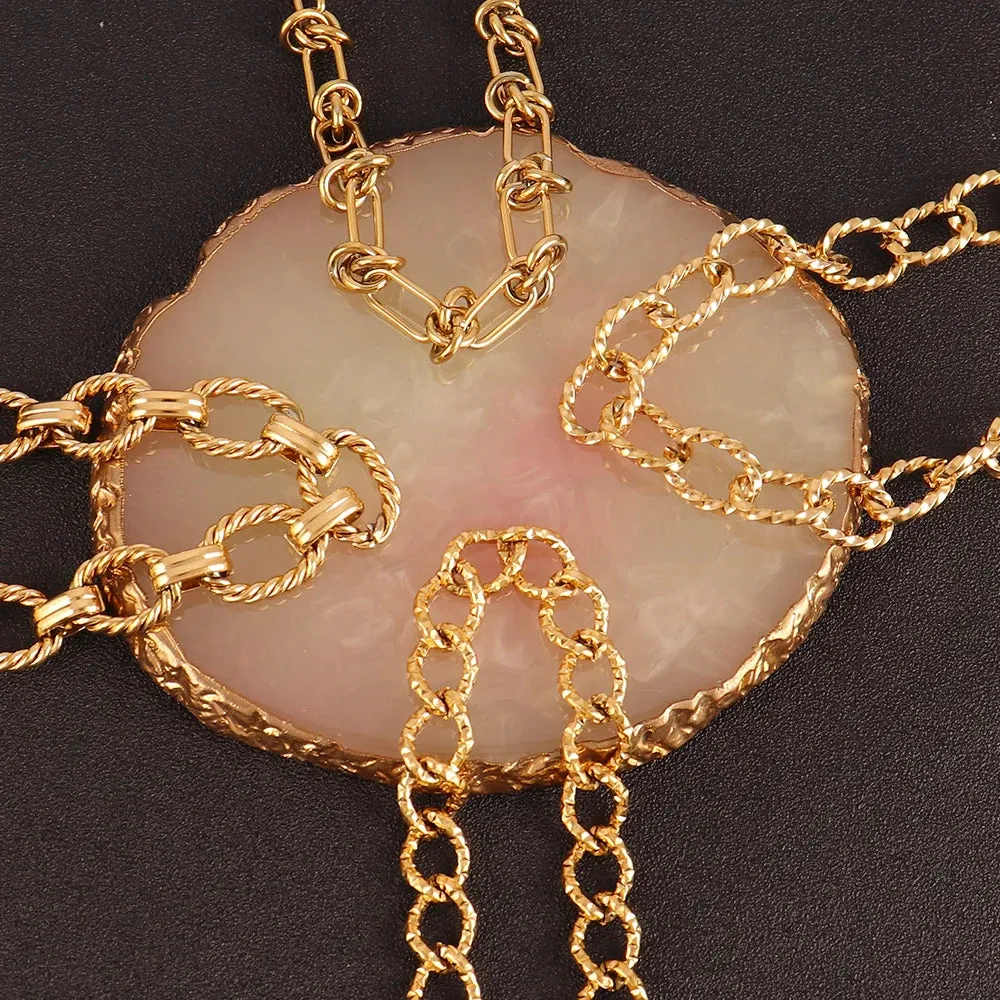 316L Stainless Steel Gold Color Thick Chain Choker Necklace