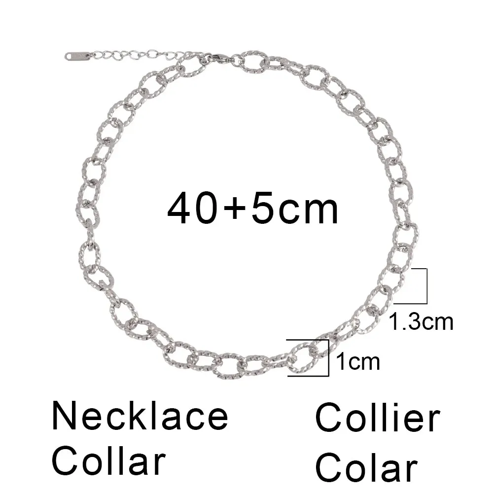 316L Stainless Steel Gold Color Thick Chain Choker Necklace