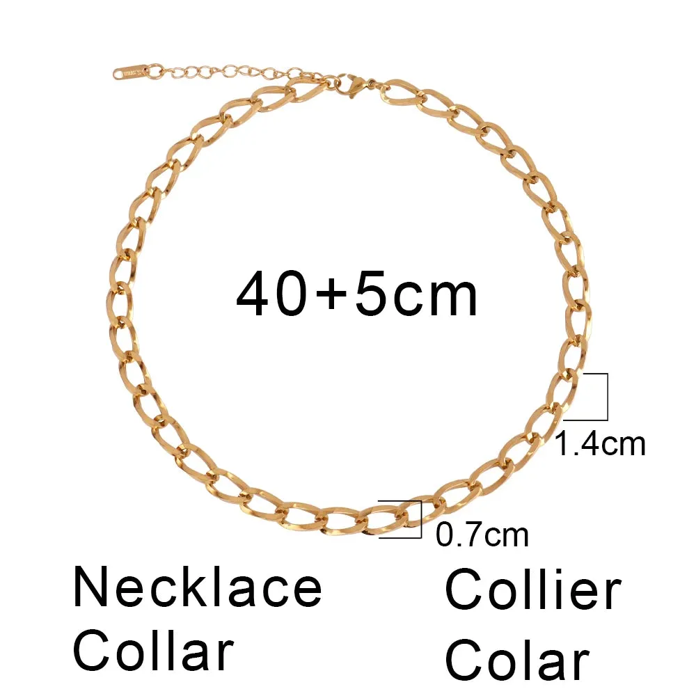 316L Stainless Steel Gold Color Thick Chain Choker Necklace