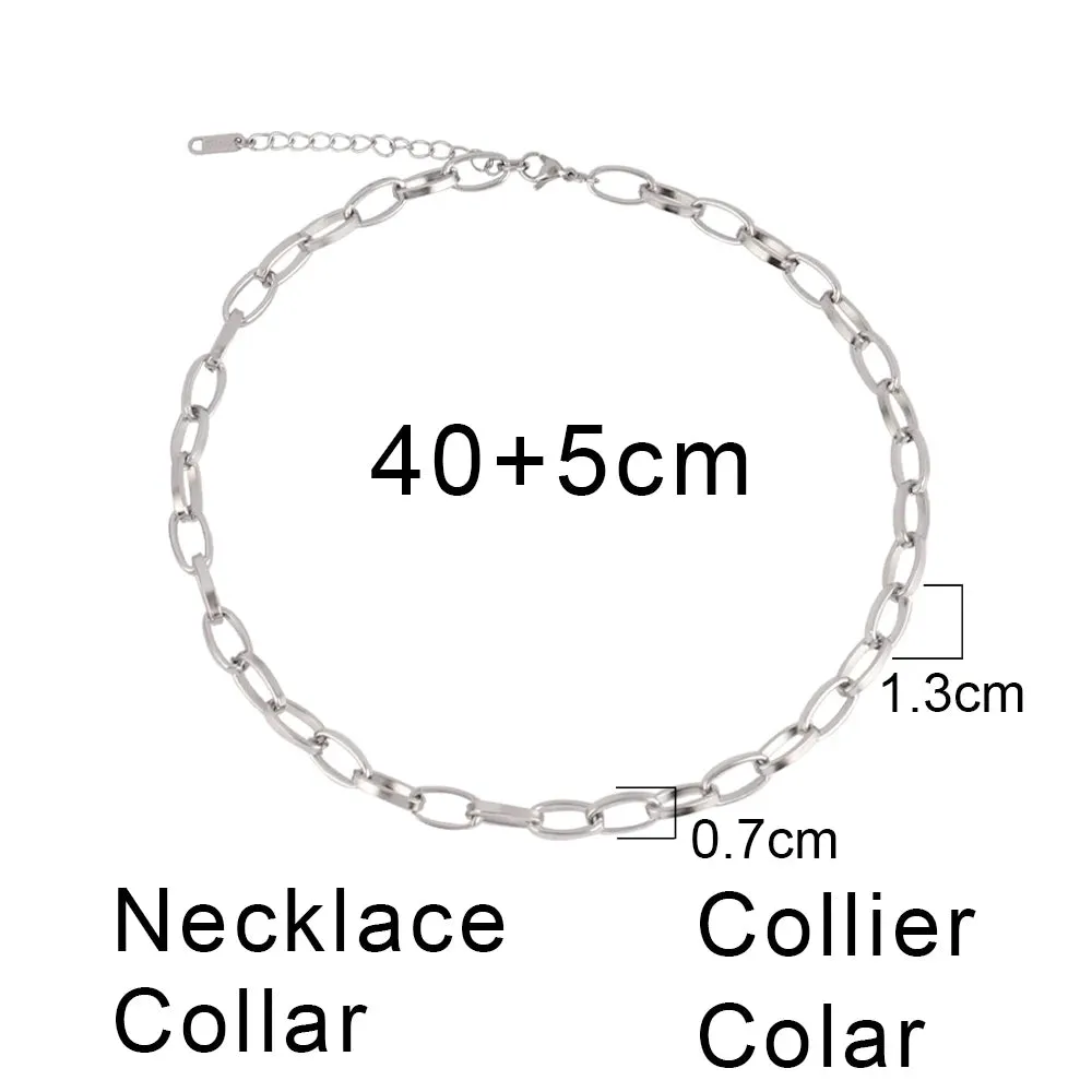 316L Stainless Steel Gold Color Thick Chain Choker Necklace