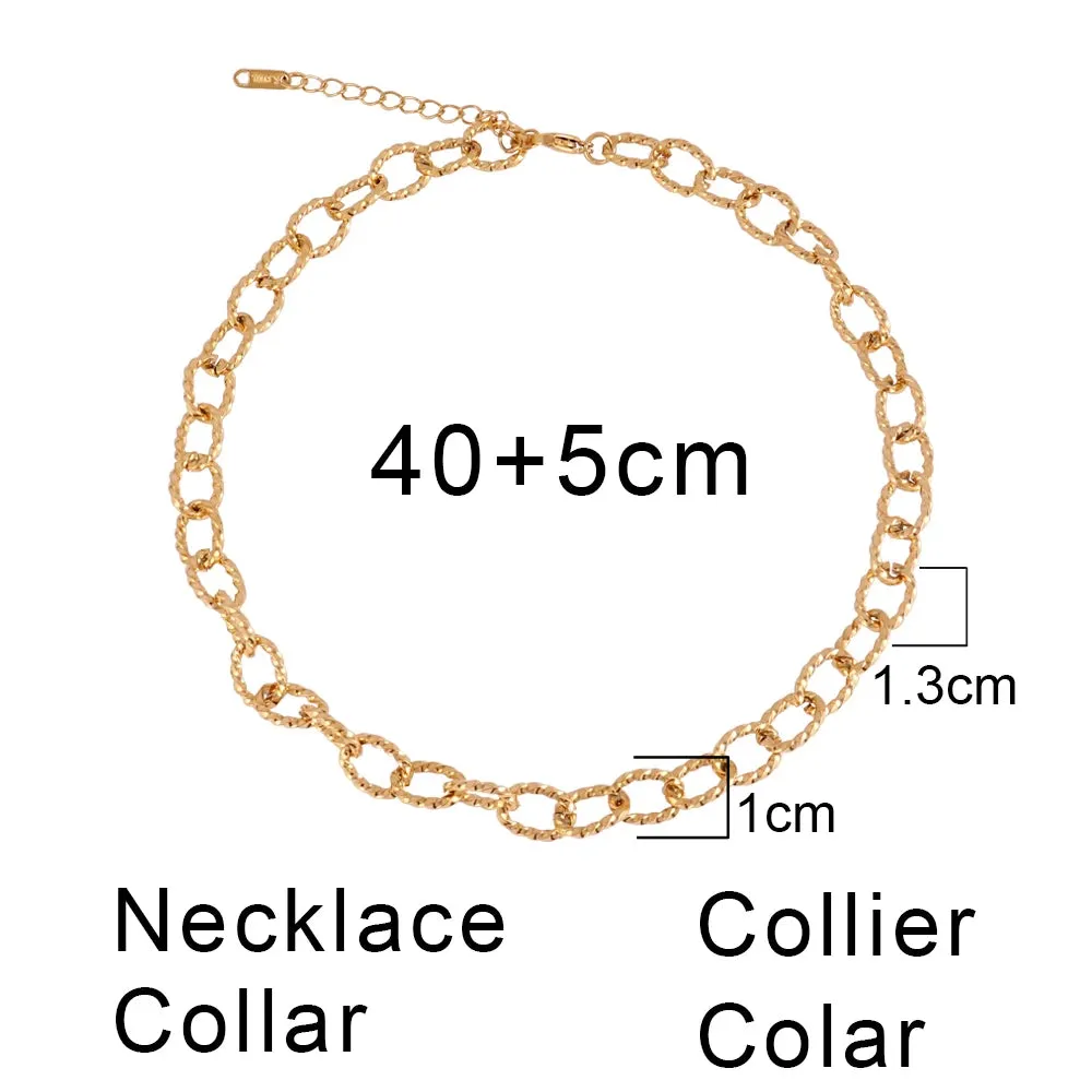 316L Stainless Steel Gold Color Thick Chain Choker Necklace