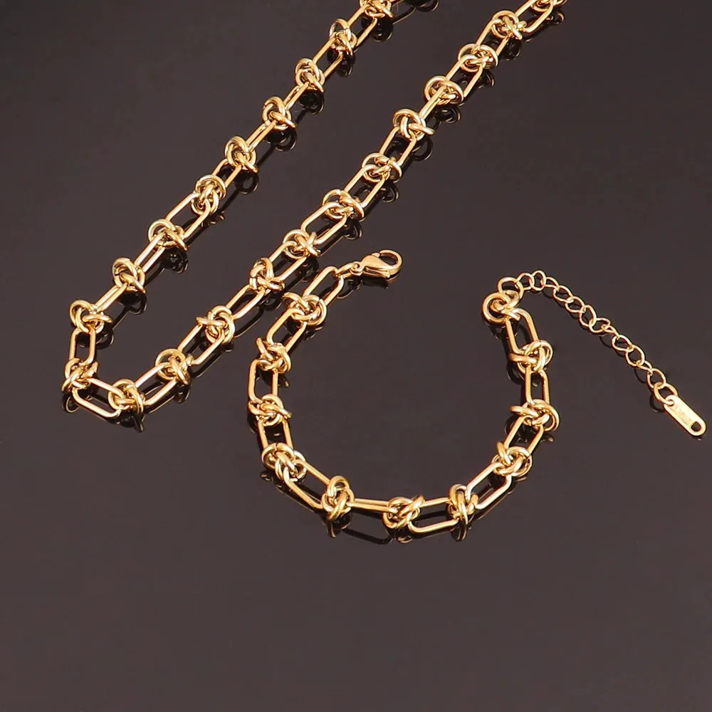 316L Stainless Steel Gold Color Thick Chain Choker Necklace