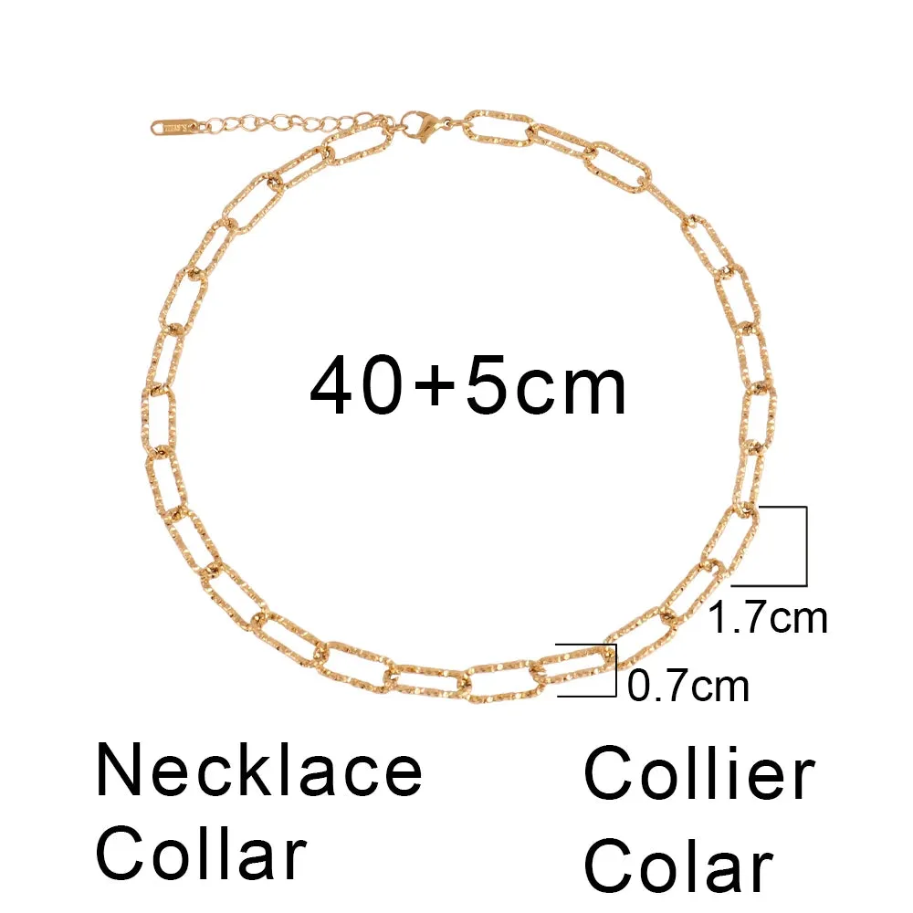 316L Stainless Steel Gold Color Thick Chain Choker Necklace