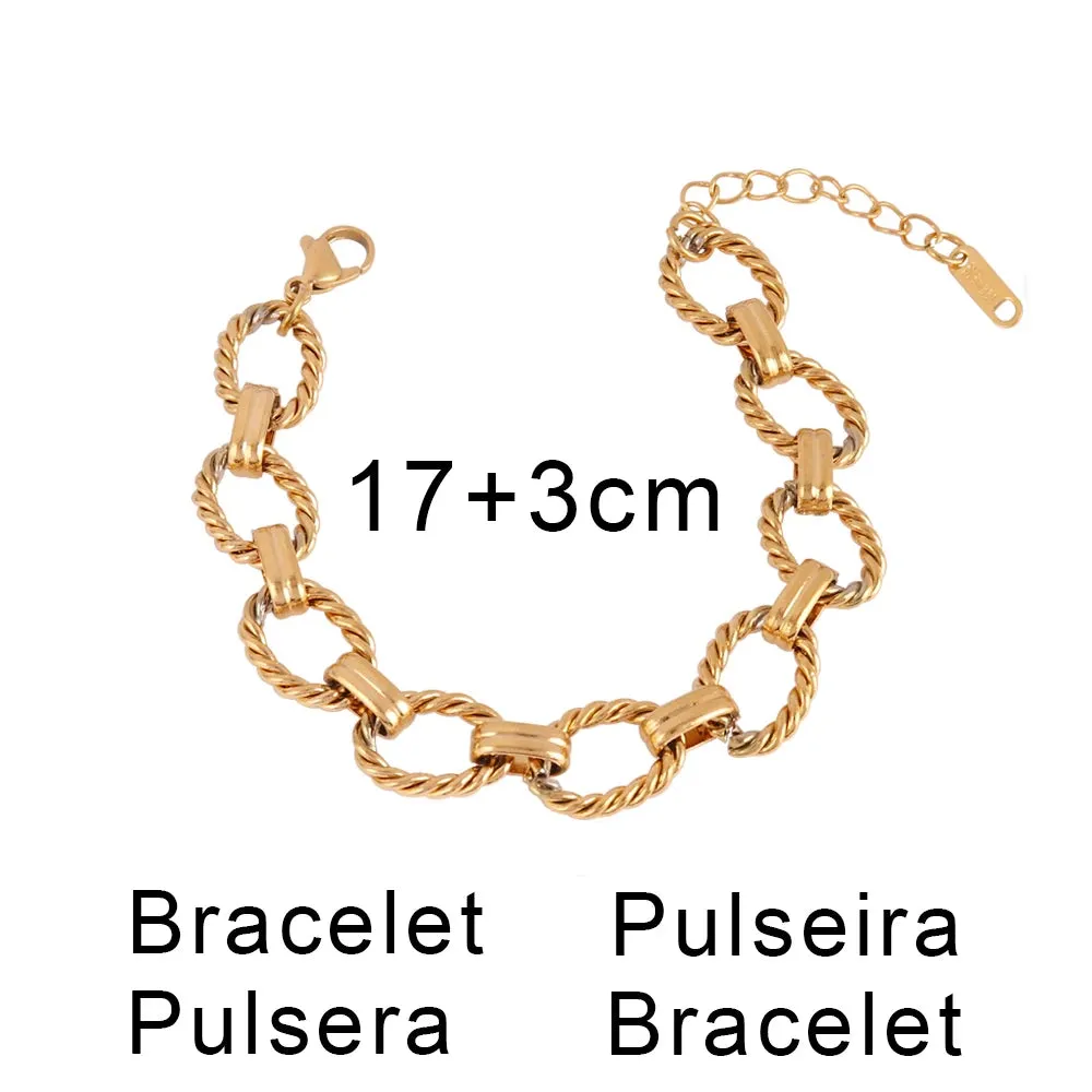 316L Stainless Steel Gold Color Thick Chain Choker Necklace