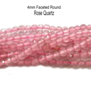 4mm Faceted Rose Quartz  Per Line