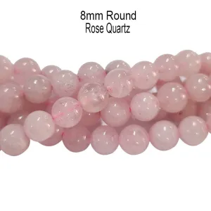 8mm Rose Quartz Smooth Round  Per Line