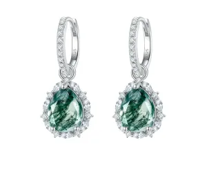 925 Silver 8*10mm Natural Moss Agate Earrings