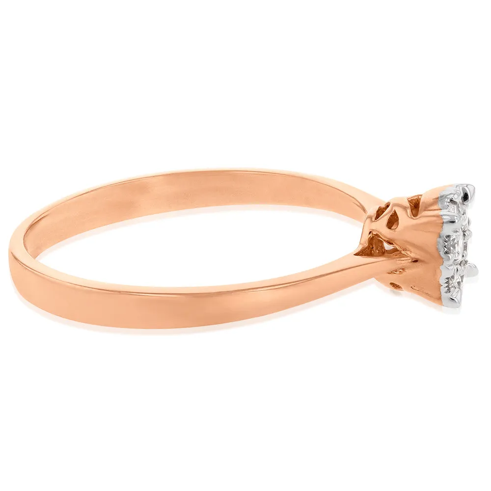 9ct Yellow Gold Ring With 1/5 Carats Of Diamonds and Infinity Detail on Side Profile