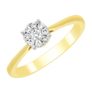 9ct Yellow Gold Ring With 1/5 Carats Of Diamonds and Infinity Detail on Side Profile