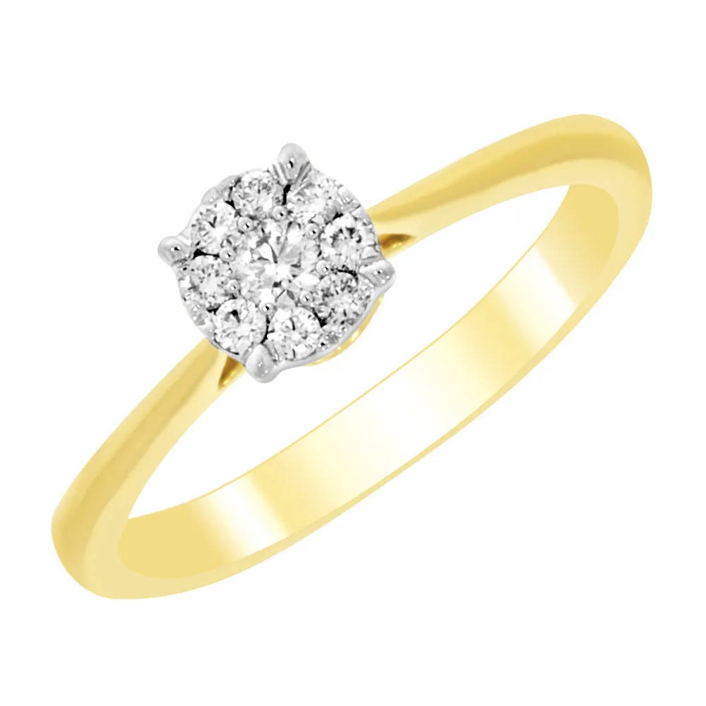 9ct Yellow Gold Ring With 1/5 Carats Of Diamonds and Infinity Detail on Side Profile