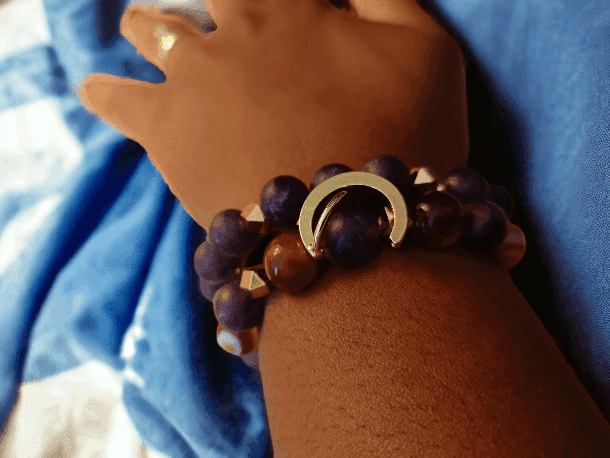 Agate & Amethyst Bead  Bracelet