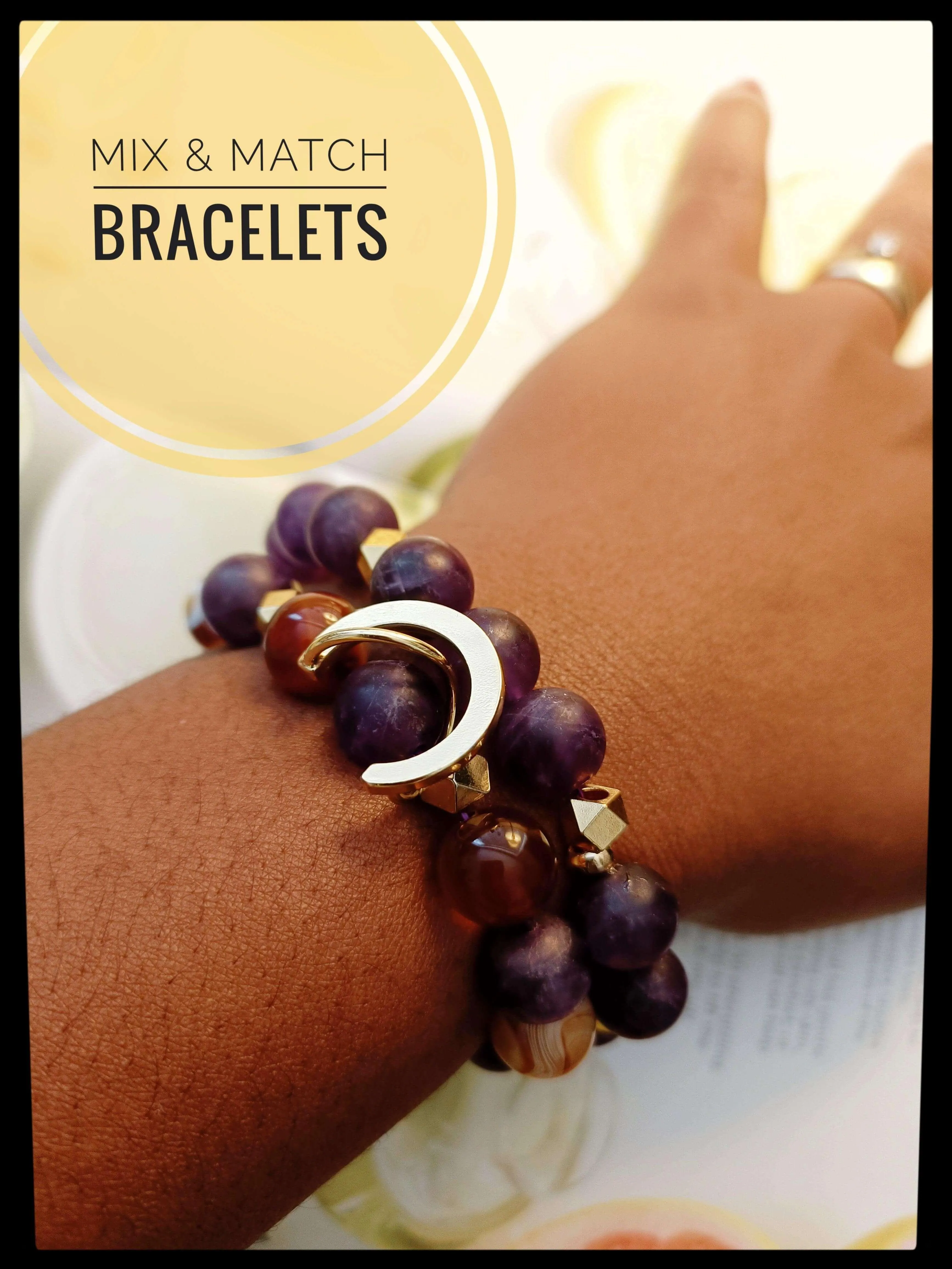 Agate & Amethyst Bead  Bracelet