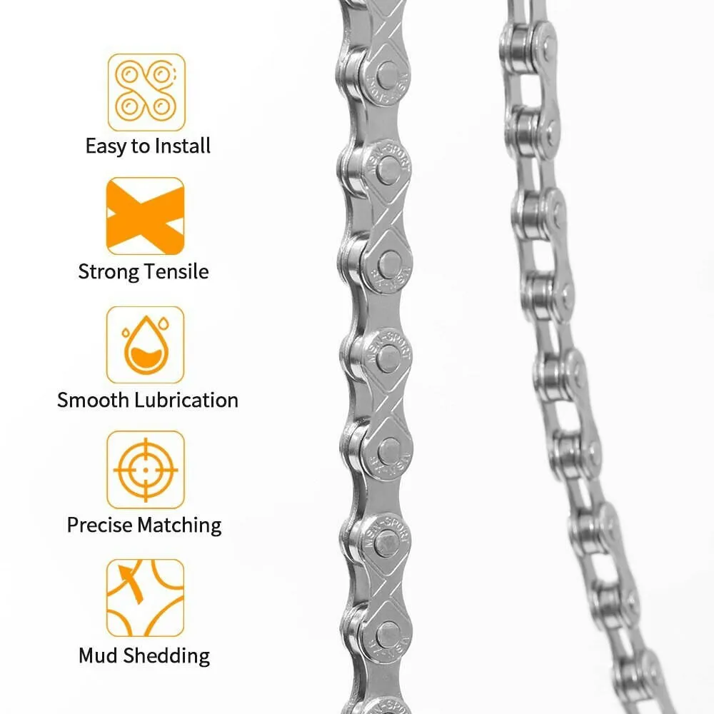 Bicycle Chain X8 X9 X10 Road MTB Bike 6 7 8 9 10 Speed 116 126L Chain with Quick-Link Compatible for Shimano Accessories