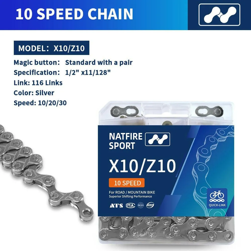 Bicycle Chain X8 X9 X10 Road MTB Bike 6 7 8 9 10 Speed 116 126L Chain with Quick-Link Compatible for Shimano Accessories