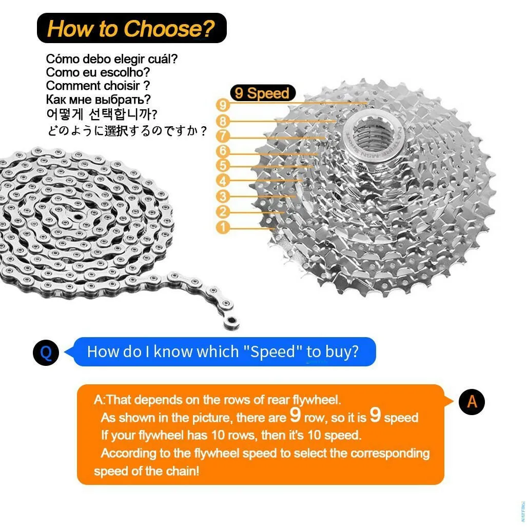 Bicycle Chain X8 X9 X10 Road MTB Bike 6 7 8 9 10 Speed 116 126L Chain with Quick-Link Compatible for Shimano Accessories