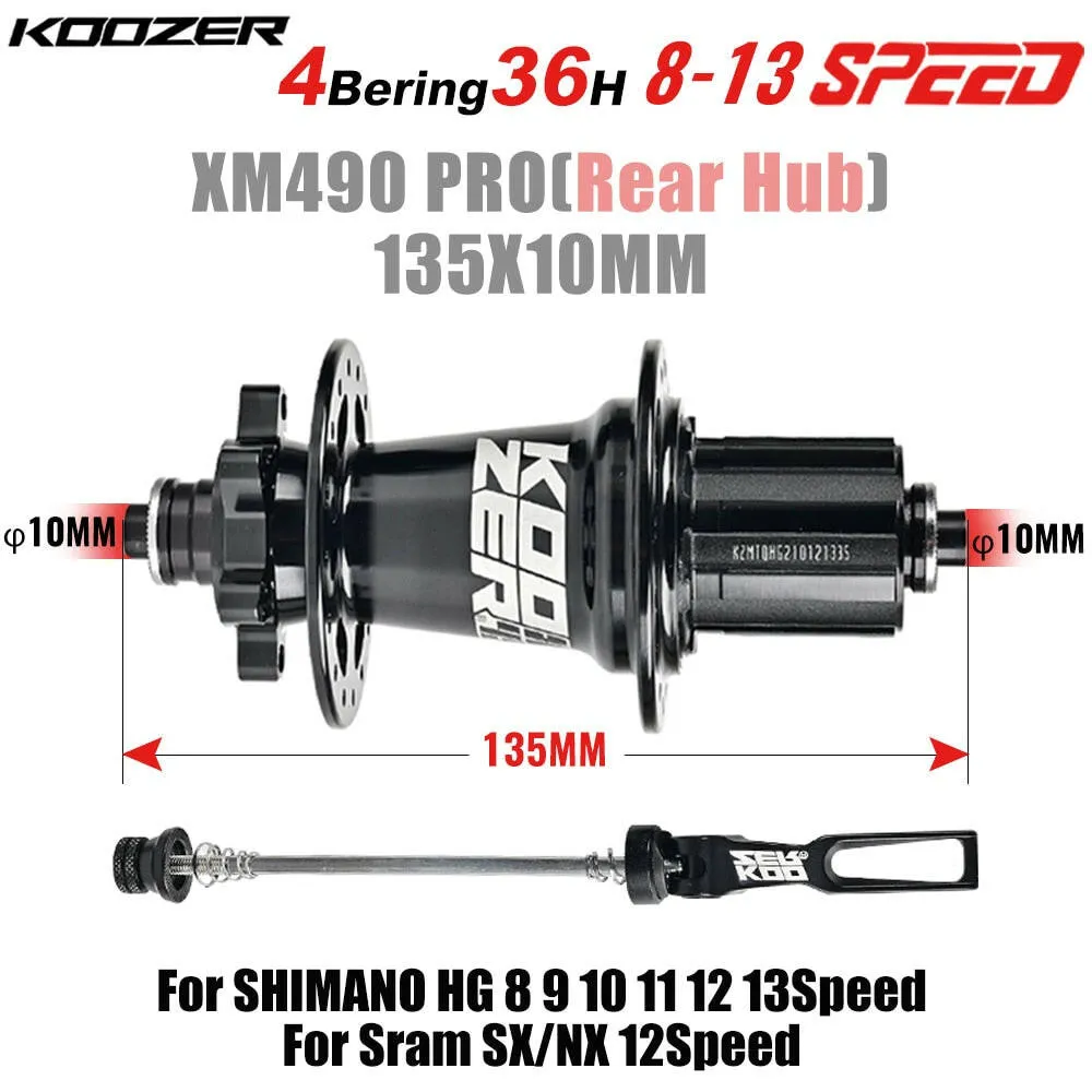 Bicycle Hubs KOOZER XM490 PRO 28/32/36 Holes Qr Thru TA Steel Shaft 4 Bearing 6 Pawl K7 HG XD MS 8 9 10 11 12 speed SX NX 12S