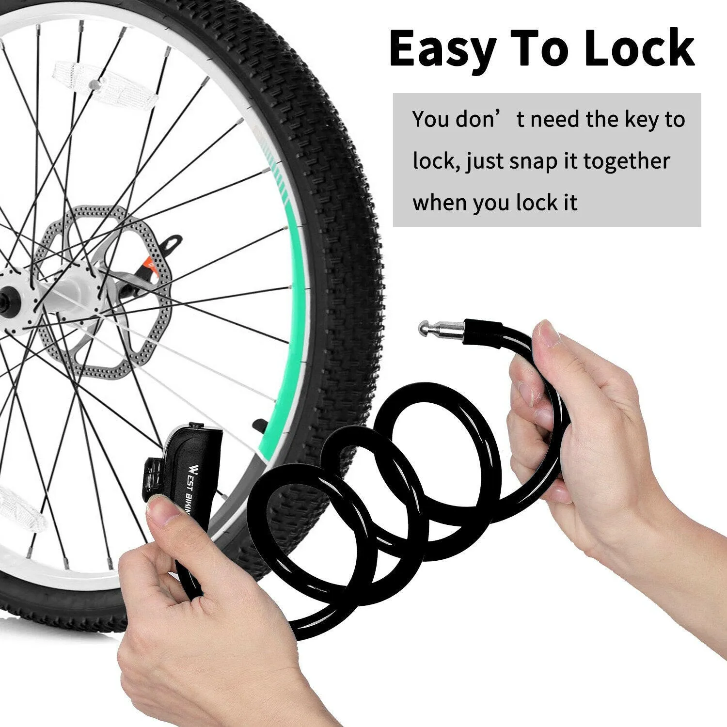 Bicycle Lock Helmet Lock Bicycle Safety Lock Password Rope Lock Steel Wire Lock Mountain Bike Backpack Lock Portable Steel