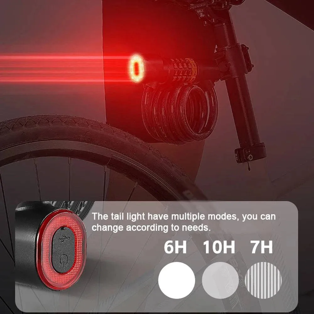 Bicycle Safety Lock Bike Motorcycle AntiTheft Elasticity Lock 5 Digits Combination Password Bike Steel Cable Lock with Taillight