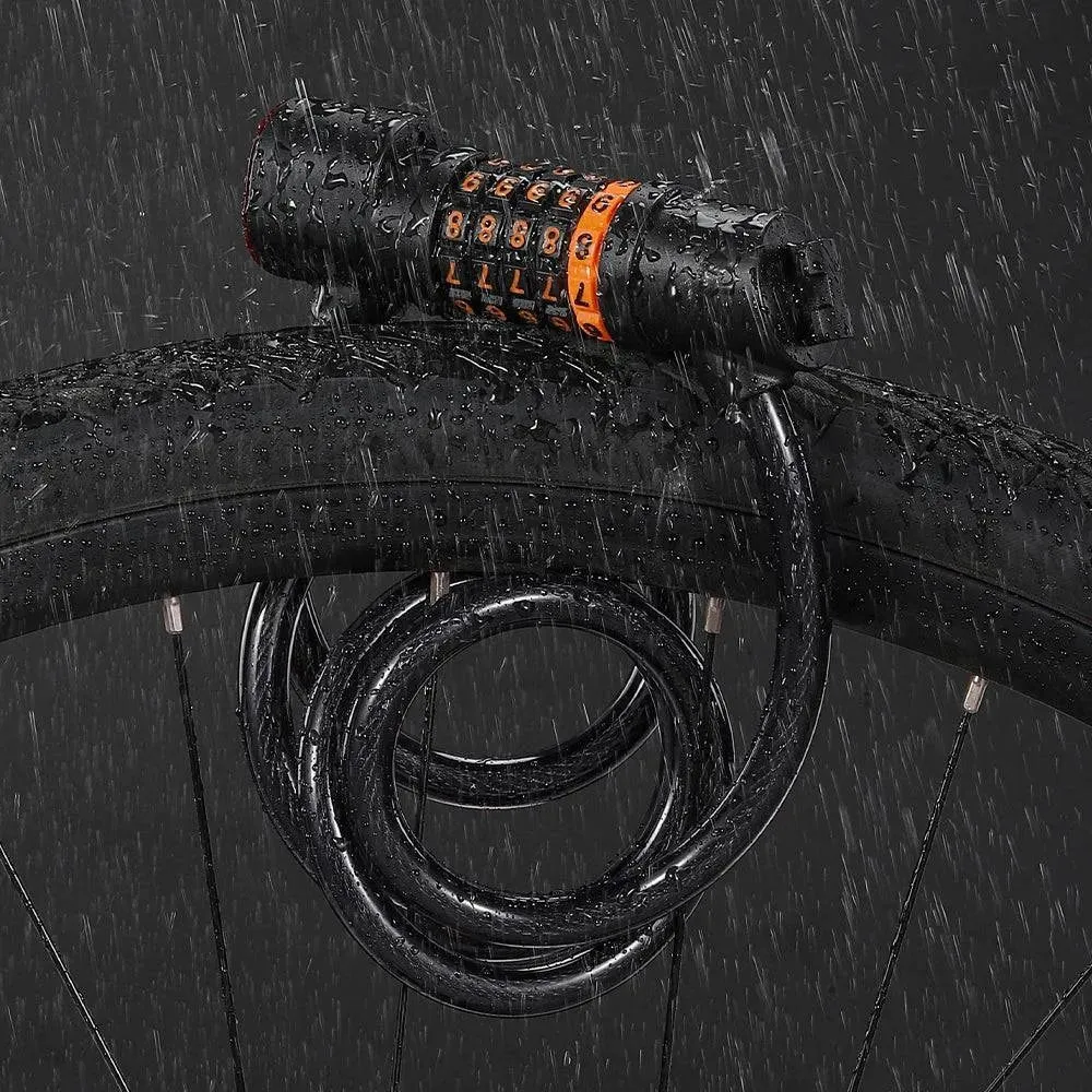 Bicycle Safety Lock Bike Motorcycle AntiTheft Elasticity Lock 5 Digits Combination Password Bike Steel Cable Lock with Taillight