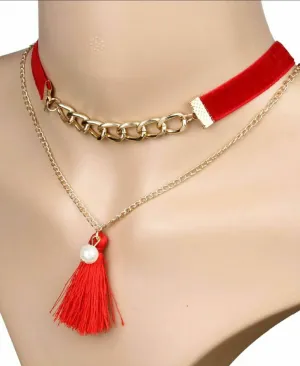 Bijoux Velvet Tassel Choker