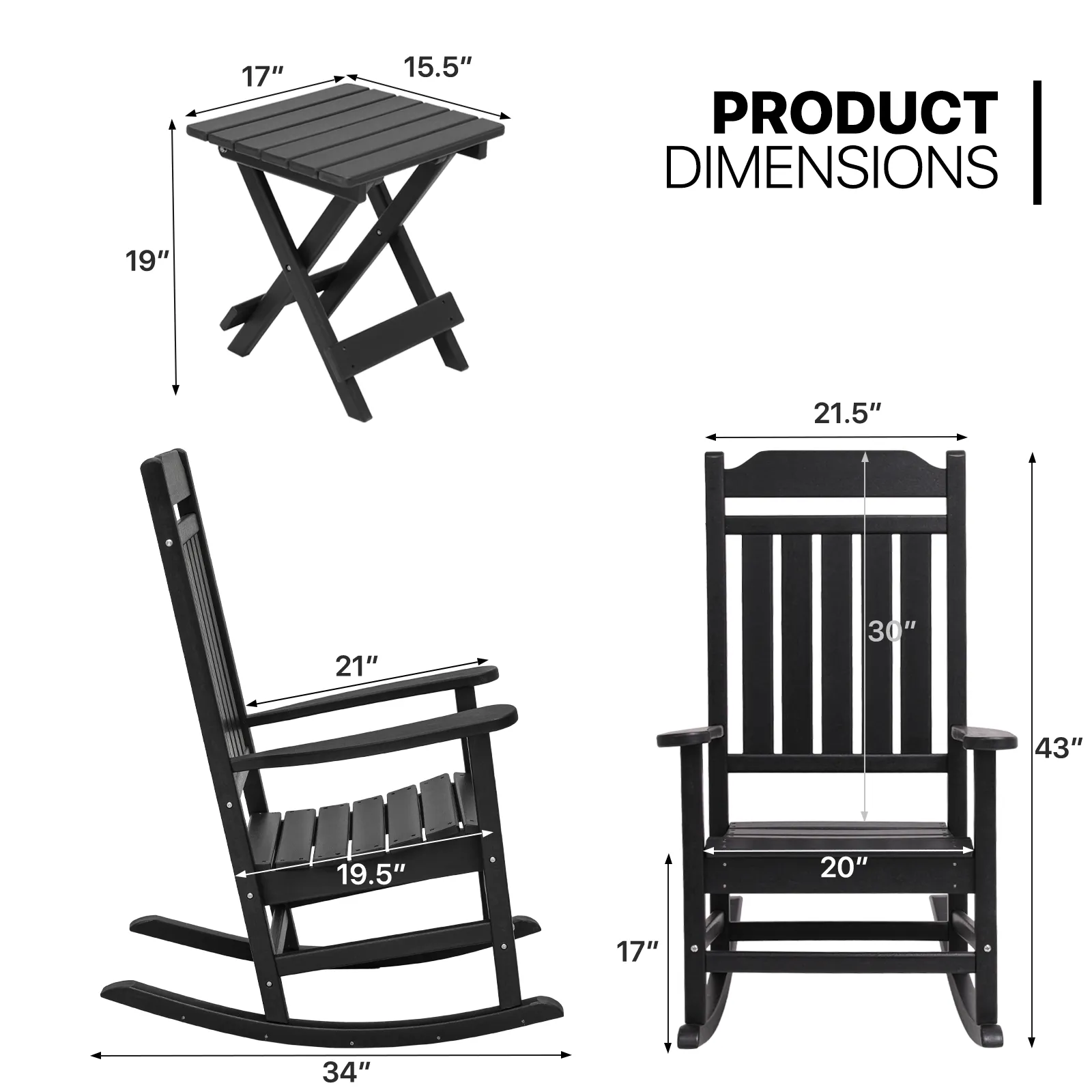 Bistro Set - 2 Rocking Chair & 1 Table