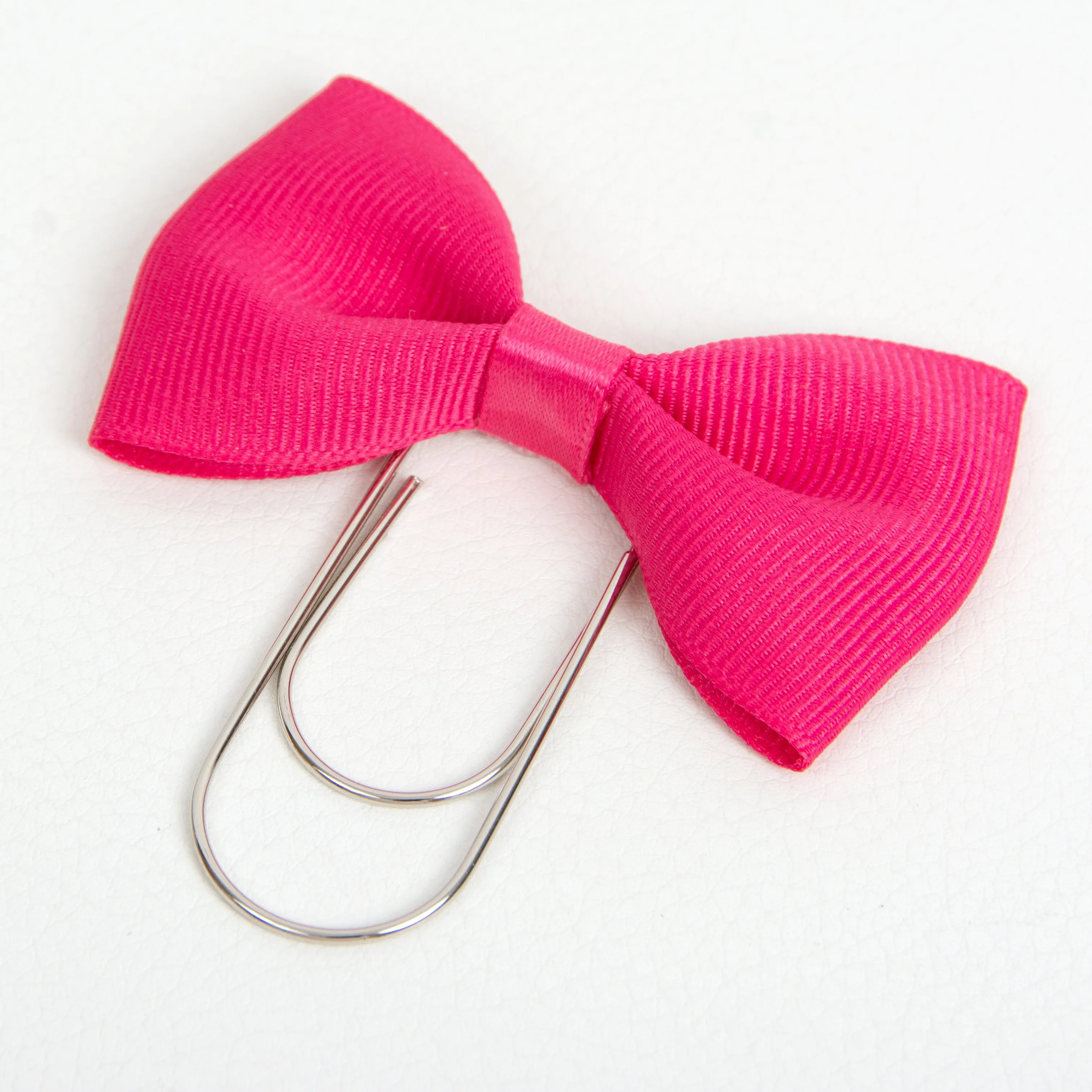 Bright Pink Bow Wide Planner Clip - Bookmark in Silver, Gold or Rose Gold