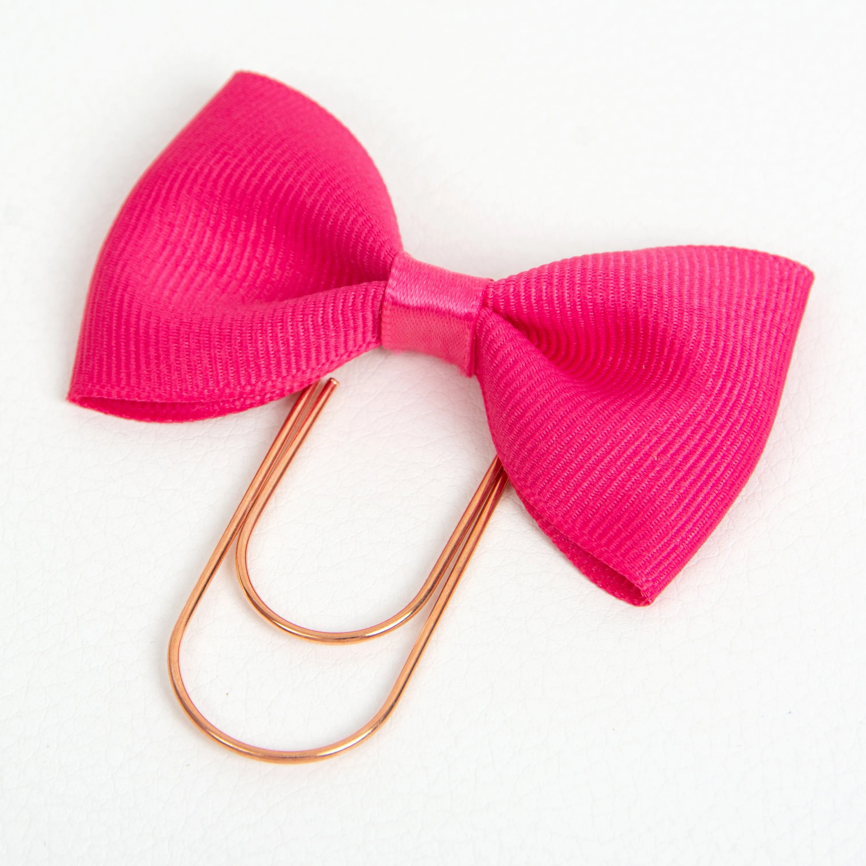 Bright Pink Bow Wide Planner Clip - Bookmark in Silver, Gold or Rose Gold