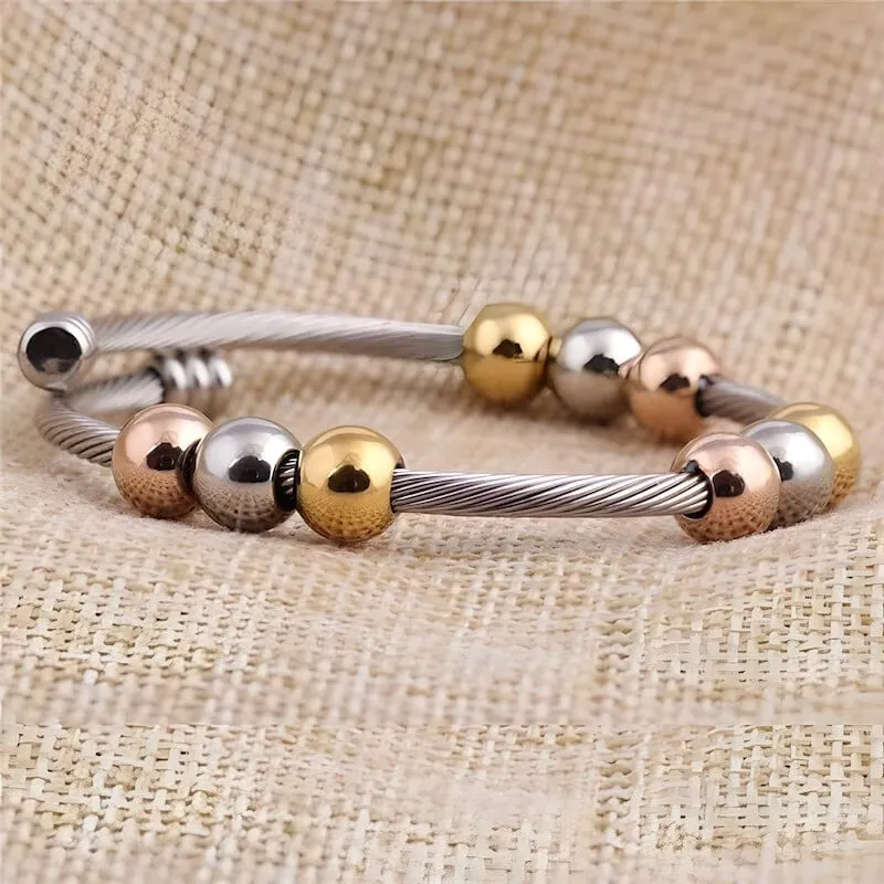 Cable Stretch Colorful Beads Cuff Bracelet