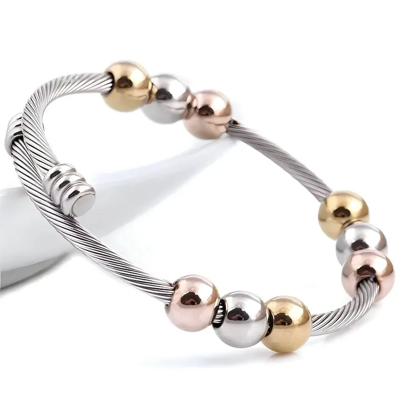 Cable Stretch Colorful Beads Cuff Bracelet