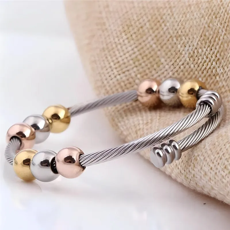 Cable Stretch Colorful Beads Cuff Bracelet