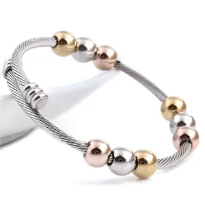 Cable Stretch Colorful Beads Cuff Bracelet