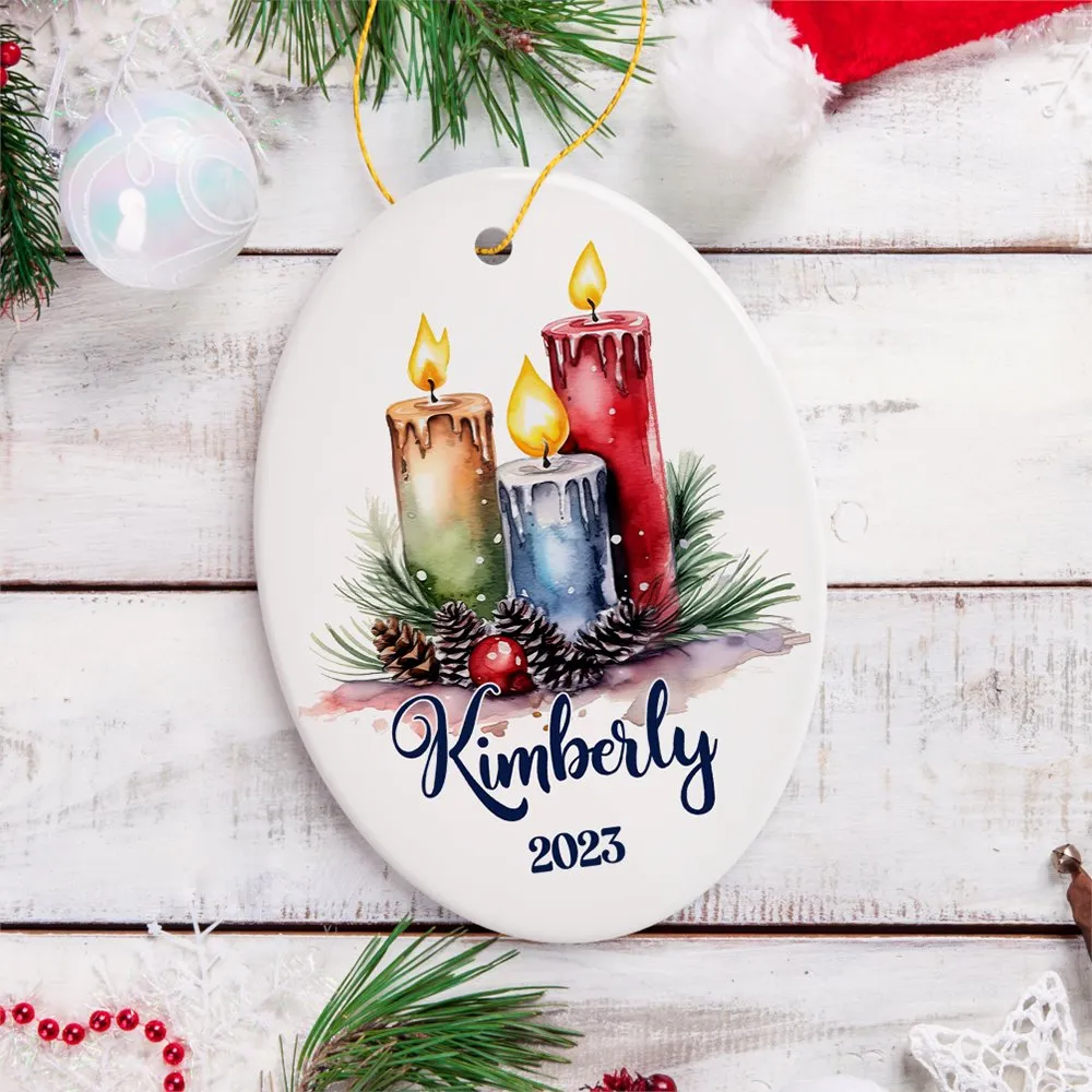 Candlelit Magic Enchanting Personalized Christmas Ornament, Cozy Holiday Glow