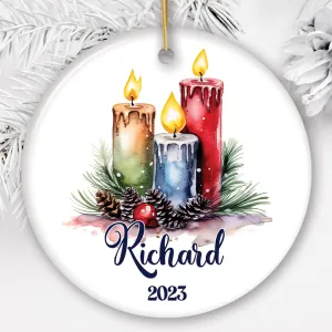 Candlelit Magic Enchanting Personalized Christmas Ornament, Cozy Holiday Glow