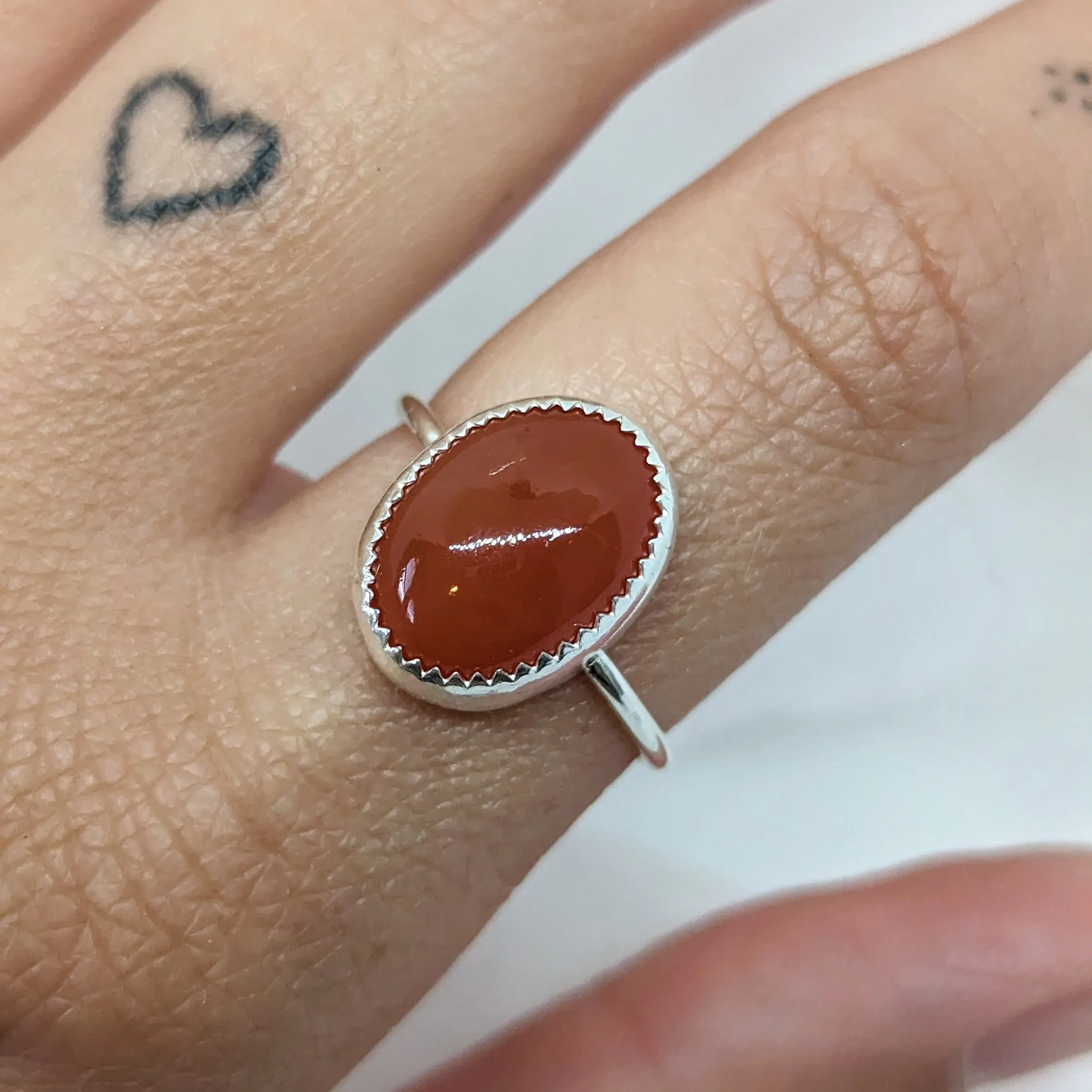 Carnelian Ring with Serrated Bezel