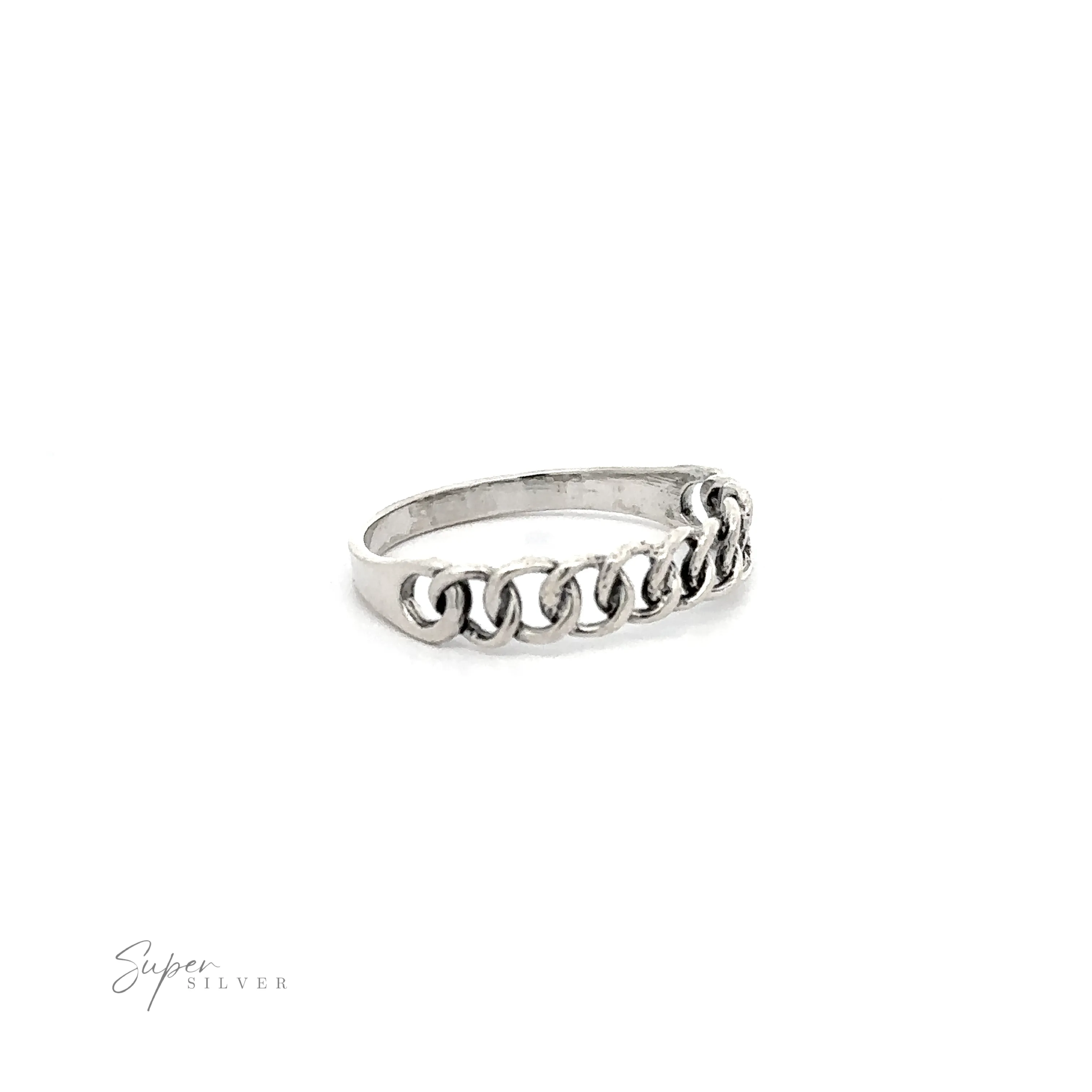 Chain Link Ring With Plain Band
