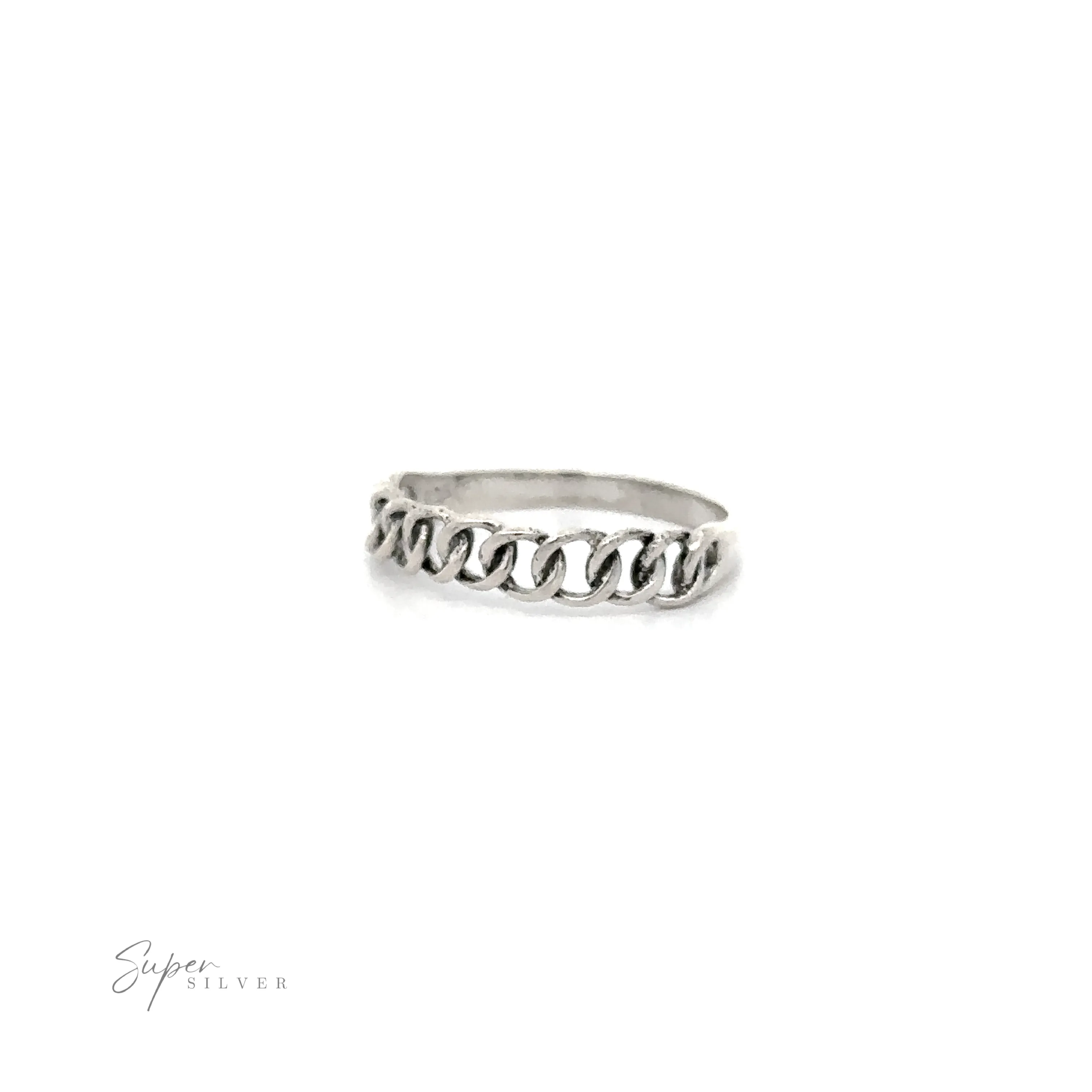 Chain Link Ring With Plain Band